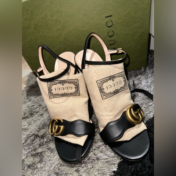 Gucci leather black sandals (heels) - Picture 4 of 5